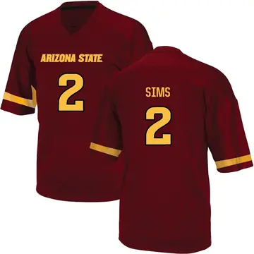 Men's Jeff Sims Arizona State Sun Devils Adidas Game Maroon Football College Jersey